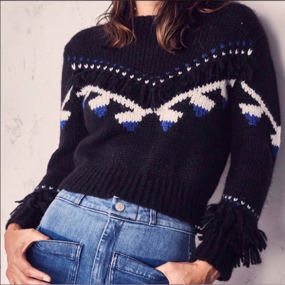 NWT Love Shack Fancy Atlas Alpaca Fringe Sweater S